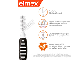 ELMEX Tarpdančių šepetėliai ISO 8 dydžio 1,5 mm juodi, 8 vnt