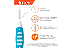 ELMEX Tarpdančių šepetėliai ISO 3 dydžio 0,6 mm mėlyni, 8 vnt