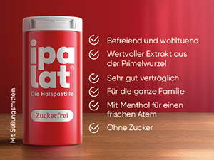 IPALAT Gerklės pastilės be cukraus, 400 vnt