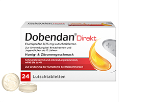 DOBENDAN Tiesiogiai Flurbiprofenas 8,75 mg pastilės, 24 vnt