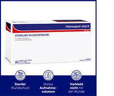 HANSAPOR sterilus žaizdų tvarstis 10x20 cm, 25 vnt