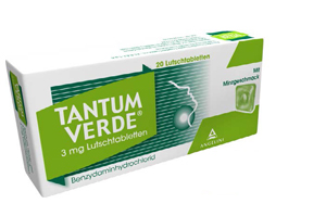 TANTUM VERDE 3 mg mėtų skonio pastilės, 20 vnt