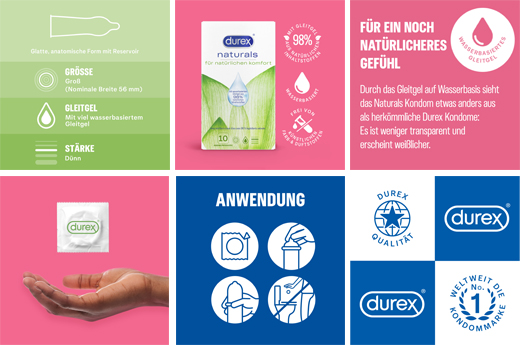 DUREX Natūralūs prezervatyvai su vandens pagrindo lubrikantu, 10 vnt