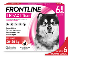 FRONTLINE Tri-Act tirpalas, skirtas lašinti šunims, sveriantiems 40-60 kg, 6 vnt