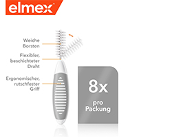 ELMEX Tarpdančių šepetėliai ISO 7 dydžio 1,3 mm pilkos spalvos, 8 vnt