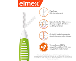 ELMEX Tarpdančių šepetėliai ISO 5 dydžio 0,8 mm žali, 8 vnt