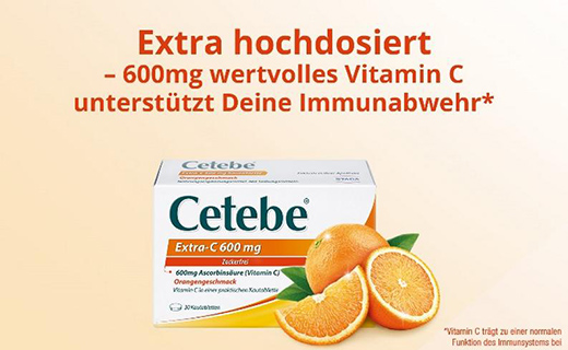 CETEBE Extra-C 600 mg kramtomosios tabletės, 120 vnt