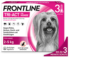 FRONTLINE Tri-Act tirpalas, skirtas lašinti 2-5 kg šunims, 3 vnt
