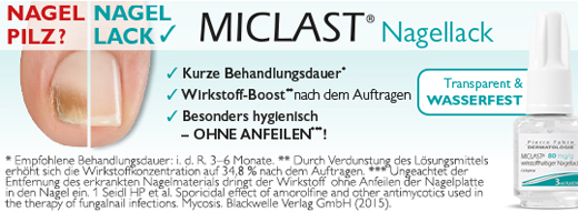 MICLAST 80 mg/g nagų lako, kurio sudėtyje yra veikliosios medžiagos, 2X3 ml