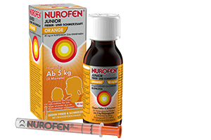 NUROFEN Jaunesniojo karščiavimo ir skausmo sultys apelsinas 40 mg/ml, 100 ml