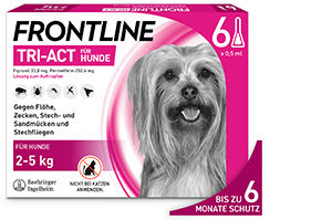 FRONTLINE Tri-Act tirpalas, skirtas lašinti 2-5 kg šunims, 6 vnt