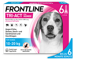 FRONTLINE Tri-Act tirpalas, skirtas lašinti 10-20 kg šunims, 6 vnt
