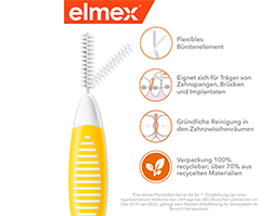ELMEX Tarpdančių šepetėliai ISO 4 dydžio 0,7 mm geltoni, 8 vnt