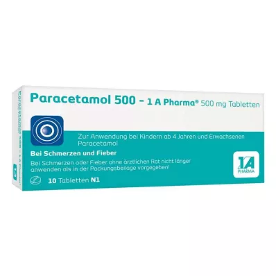 PARACETAMOL 500-1A Pharma tabletės, 10 vnt