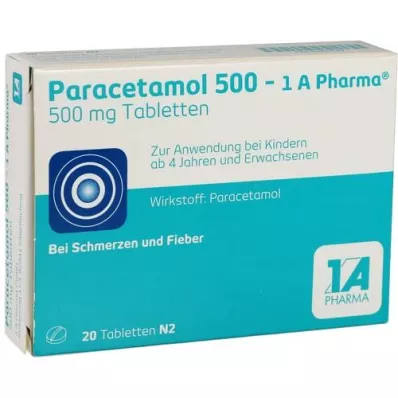 PARACETAMOL 500-1A Pharma tabletės, 20 vnt