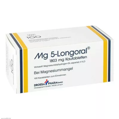 MG 5 LONGORAL Kramtomosios tabletės, 100 vnt MG 5 LONGORAL Kramtomosios tabletės, 100 vnt