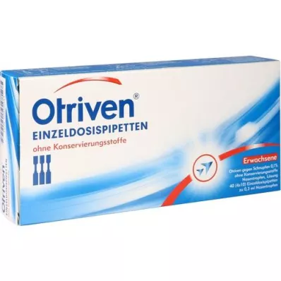 OTRIVEN 0,1 % nosies lašai, vienos dozės pipetė, 40X0,3 ml