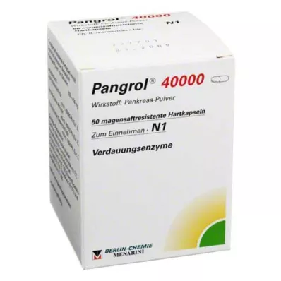 PANGROL 40.000 Kietosios kapsulės su enteriniu apvalkalu, 50 vnt