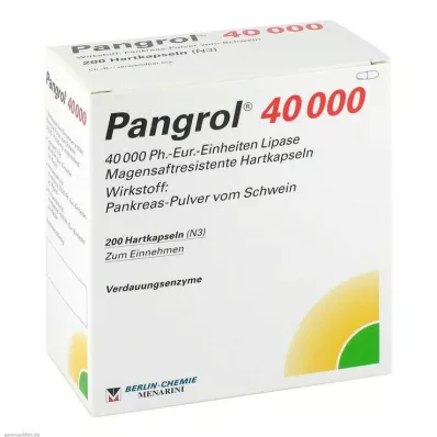 PANGROL 40 000 kietųjų kapsulių su enteriniu apvalkalu, 200 vnt PANGROL 40 000 kietųjų kapsulių su enteriniu apvalkalu, 200 vnt