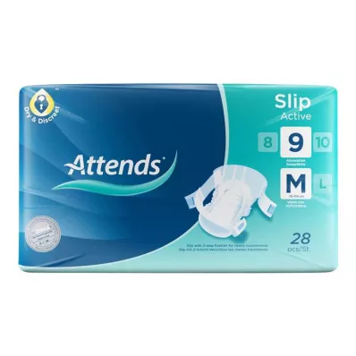 ATTENDS Slip Active 9 M, 28 vnt