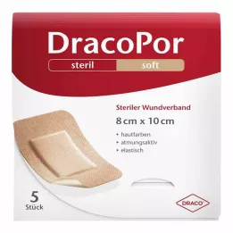 DRACOPOR Žaizdos tvarstis 8x10 cm sterilus, odos spalvos, 5 vnt
