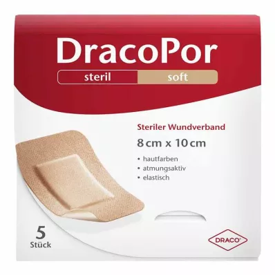 DRACOPOR Žaizdos tvarstis 8x10 cm sterilus, odos spalvos, 5 vnt