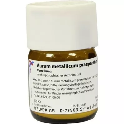 AURUM METALLICUM PRAEPARATUM D 12 Tritiravimas, 50 g