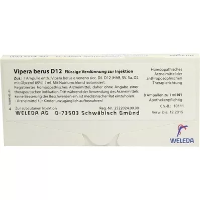 VIPERA BERUS D 12 ampulių, 8X1 ml