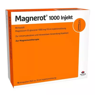 MAGNEROT 1000 Injekcinių ampulių, 10X10 ml