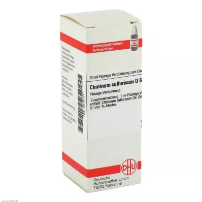 CHININUM SULFURICUM D 6 skiedinys, 20 ml