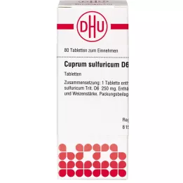 CUPRUM SULFURICUM D 6 tabletės, 80 kapsulių