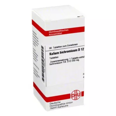 KALIUM BICHROMICUM D 12 tablečių, 80 kapsulių KALIUM BICHROMICUM D 12 tablečių, 80 kapsulių