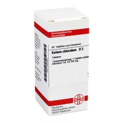 KALIUM CHLORATUM D 3 tabletės, 80 kapsulių