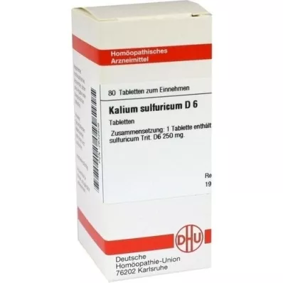 KALIUM SULFURICUM D 6 tabletės, 80 kapsulių