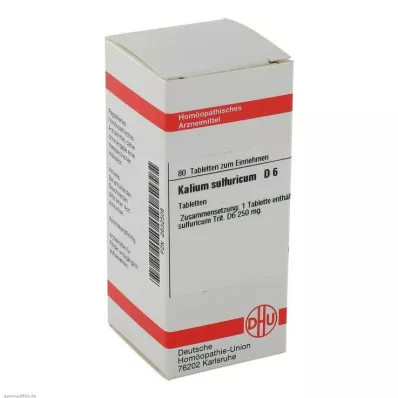 KALIUM SULFURICUM D 6 tabletės, 80 kapsulių