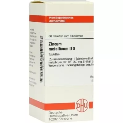 ZINCUM METALLICUM D 8 tabletės, 80 kapsulių
