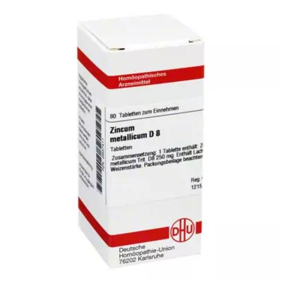 ZINCUM METALLICUM D 8 tabletės, 80 kapsulių