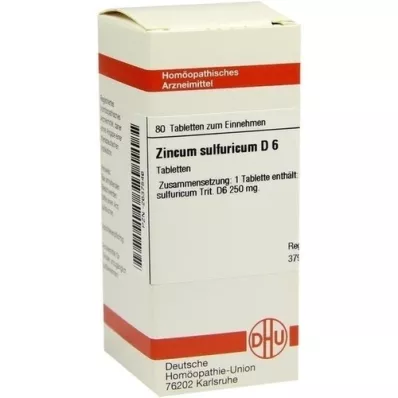 ZINCUM SULFURICUM D 6 tabletės, 80 kapsulių