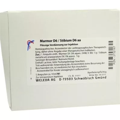 MARMOR D 6/Stibium D 6 aa ampulės, 5X10 ml