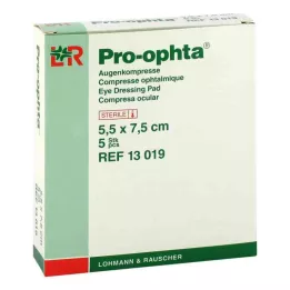 PRO-OPHTA Kompresai 5,5x7,5 cm sterilūs vienkartiniai, 5 vnt