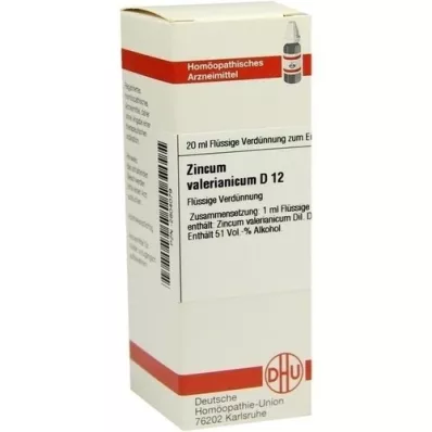 ZINCUM VALERIANICUM D 12 skiedinys, 20 ml