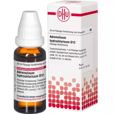 ADRENALINUM HYDROCHLORICUM D 12 skiedinys, 20 ml