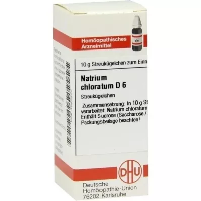 NATRIUM CHLORATUM D 6 rutuliukai, 10 g