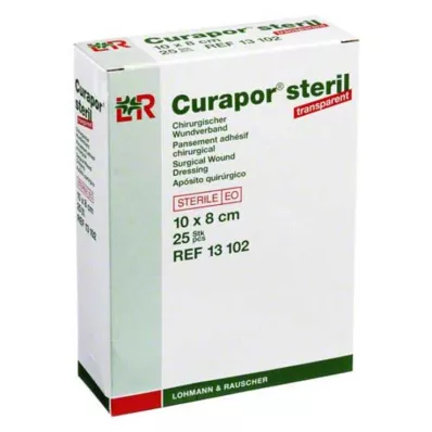 CURAPOR Sterilus skaidrus 8x10 cm žaizdų tvarstis, 25 vnt