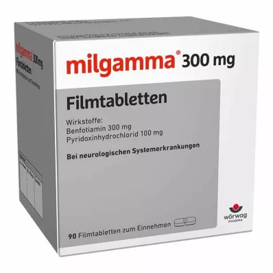 MILGAMMA 300 mg plėvele dengtos tabletės, 90 vnt MILGAMMA 300 mg plėvele dengtos tabletės, 90 vnt