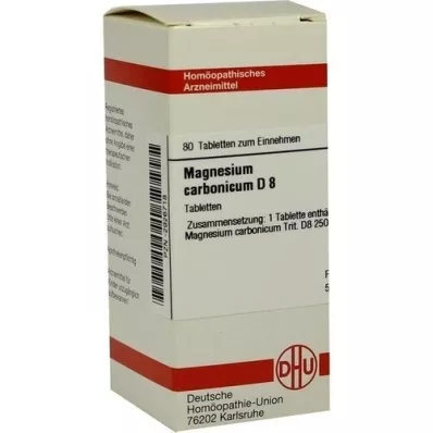 MAGNESIUM CARBONICUM D 8 tabletės, 80 kapsulių