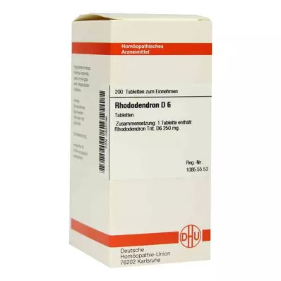 RHODODENDRON D 6 tabletės, 200 kapsulių