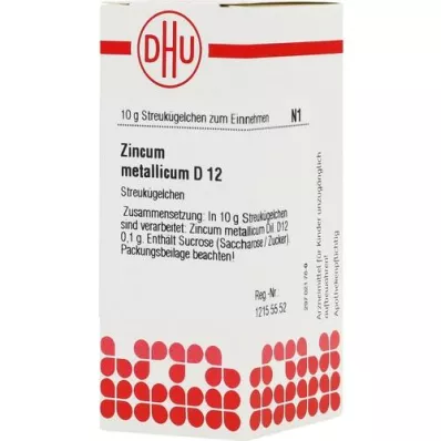 ZINCUM METALLICUM D 12 rutuliukų, 10 g