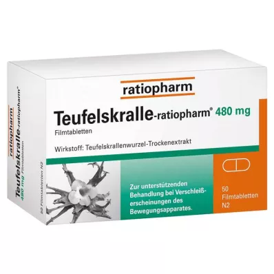 TEUFELSKRALLE-RATIOPHARM Plėvele dengtos tabletės, 50 vnt TEUFELSKRALLE-RATIOPHARM Plėvele dengtos tabletės, 50 vnt