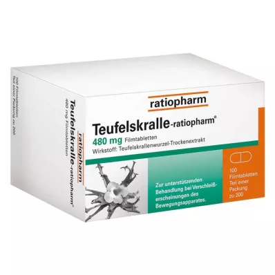 TEUFELSKRALLE-RATIOPHARM Plėvele dengtos tabletės, 200 vnt TEUFELSKRALLE-RATIOPHARM Plėvele dengtos tabletės, 200 vnt